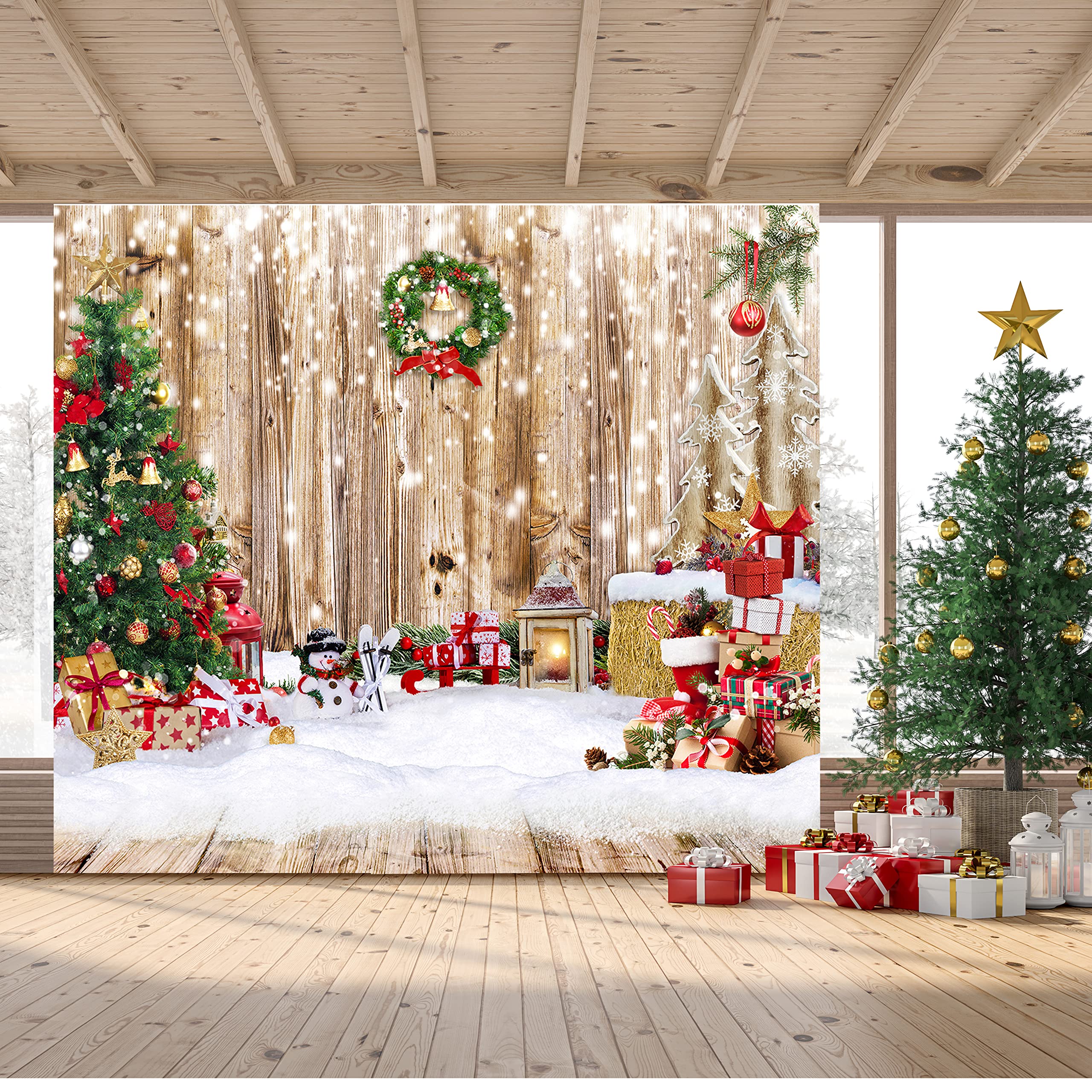 Amazon | Alltten 8x8フィート クリスマス背景 写真撮影用 冬 雪 写真